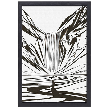Minimalistische Abstracte Waterval in Lijnkunst canvas met baklijst