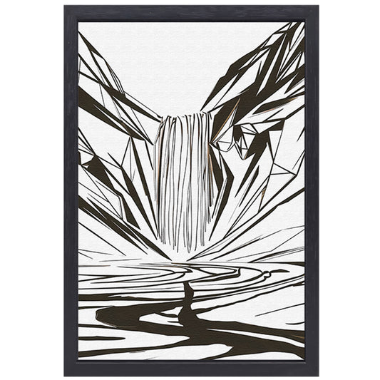 Minimalistische Abstracte Waterval in Lijnkunst canvas met baklijst
