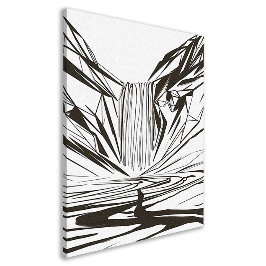 Minimalistische Abstracte Waterval in Lijnkunst canvas