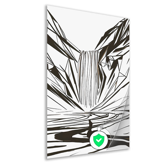 Minimalistische Abstracte Waterval in Lijnkunst poster