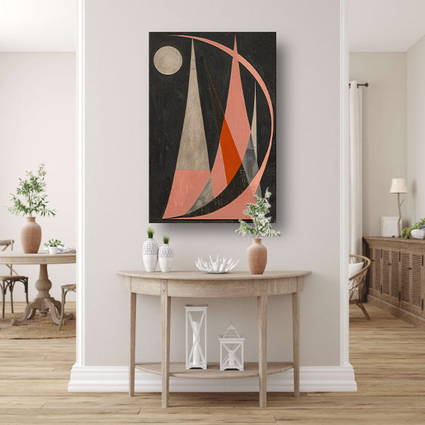 Abstract geometrisch kunstwerk met kleurrijk contrast canvas met baklijst