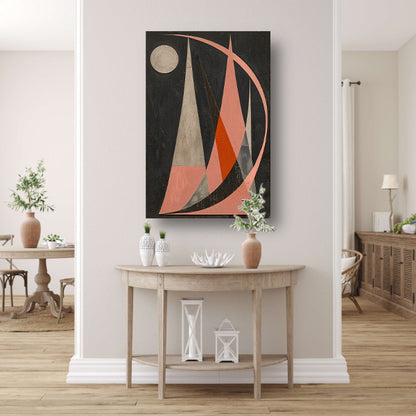 Abstract geometrisch kunstwerk met kleurrijk contrast poster