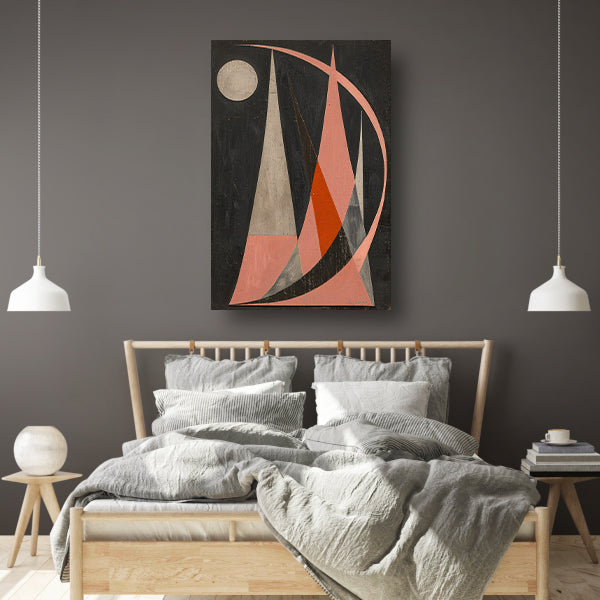 Abstract geometrisch kunstwerk met kleurrijk contrast canvas met baklijst
