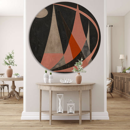 Abstract geometrisch kunstwerk met kleurrijk contrast forex muurcirkel