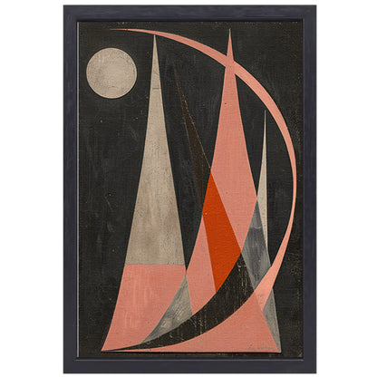 Abstract geometrisch kunstwerk met kleurrijk contrast canvas met baklijst