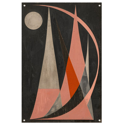 Abstract geometrisch kunstwerk met kleurrijk contrast tuinposter