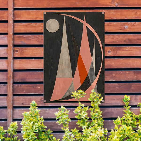 Abstract geometrisch kunstwerk met kleurrijk contrast tuinposter