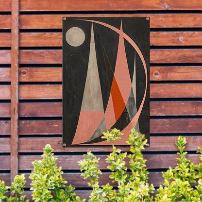 Abstract geometrisch kunstwerk met kleurrijk contrast tuinposter