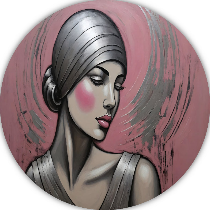 Sierlijke Vrouw met Hoofddoek in Art Deco Stijl forex muurcirkel