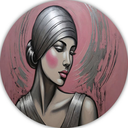 Sierlijke Vrouw met Hoofddoek in Art Deco Stijl forex muurcirkel