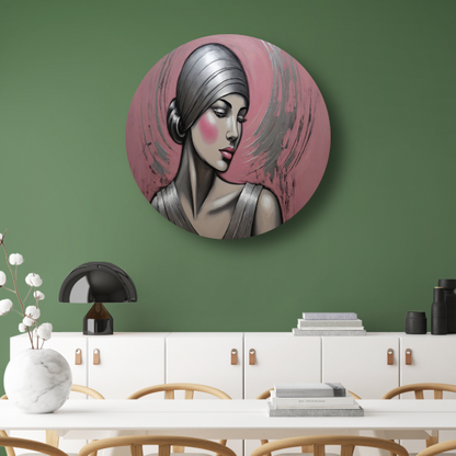Sierlijke Vrouw met Hoofddoek in Art Deco Stijl forex muurcirkel