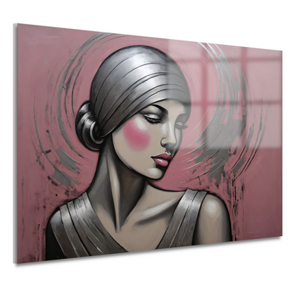 Sierlijke Vrouw met Hoofddoek in Art Deco Stijl acrylglas