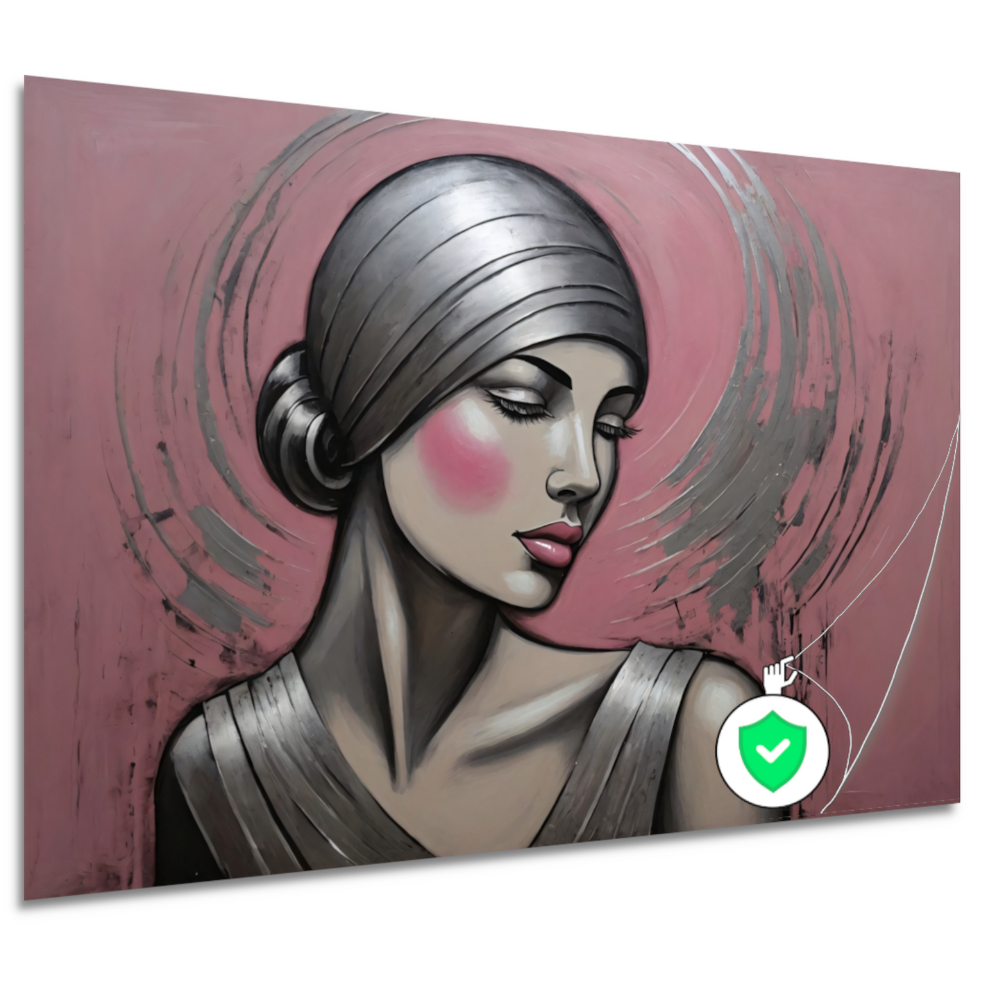 Sierlijke Vrouw met Hoofddoek in Art Deco Stijl poster