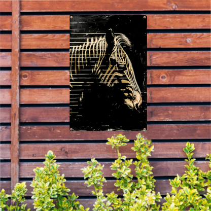 Zwart-wit zebra met gouden lijnen tuinposter