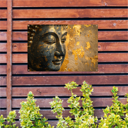 Boeddha Portret met Vergulde Versieringen tuinposter