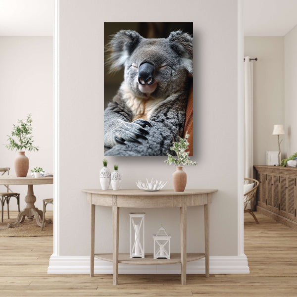 Close-up van een slapende koala canvas