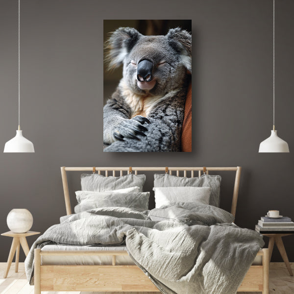 Close-up van een slapende koala canvas