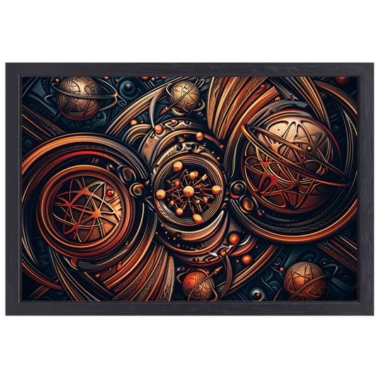 Esoterische symbolen in goud en zwart canvas met baklijst