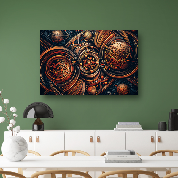 Esoterische symbolen in goud en zwart canvas