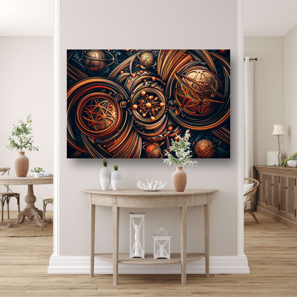Esoterische symbolen in goud en zwart acrylglas