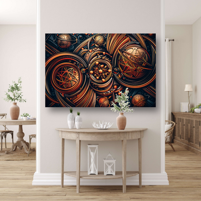 Esoterische symbolen in goud en zwart canvas met baklijst