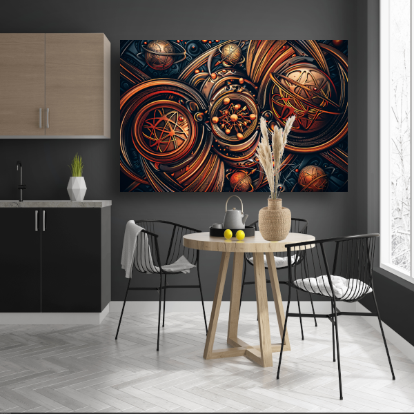 Esoterische symbolen in goud en zwart canvas