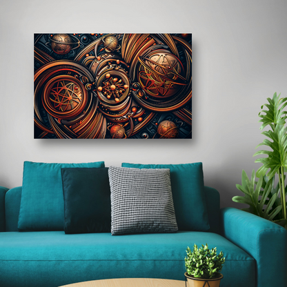 Esoterische symbolen in goud en zwart canvas