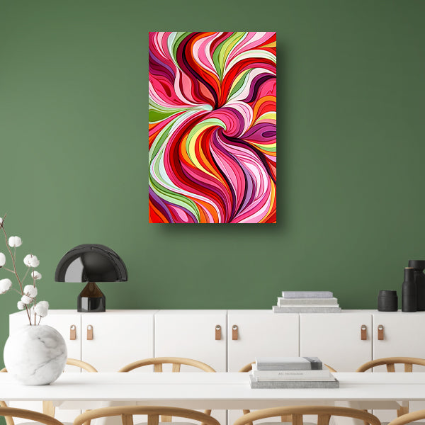 Kleurrijke abstracte wervelingen in levendige tinten canvas met baklijst