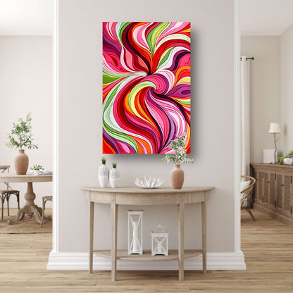 Kleurrijke abstracte wervelingen in levendige tinten acrylglas