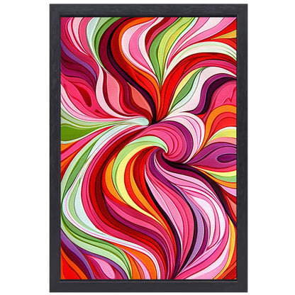 Kleurrijke abstracte wervelingen in levendige tinten canvas met baklijst