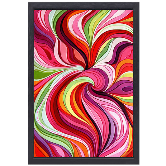 Kleurrijke abstracte wervelingen in levendige tinten canvas met baklijst