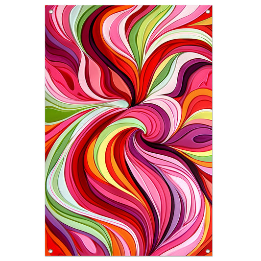 Kleurrijke abstracte wervelingen in levendige tinten tuinposter