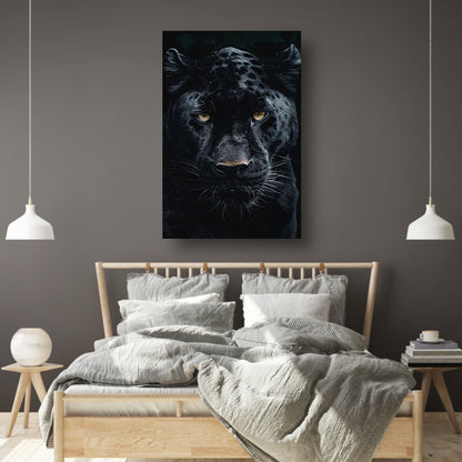 Portret van een zwarte panter met gele ogen acrylglas