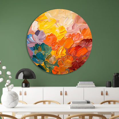 Abstract kleurrijk schilderij voor moderne interieurs aluminium muurcirkel