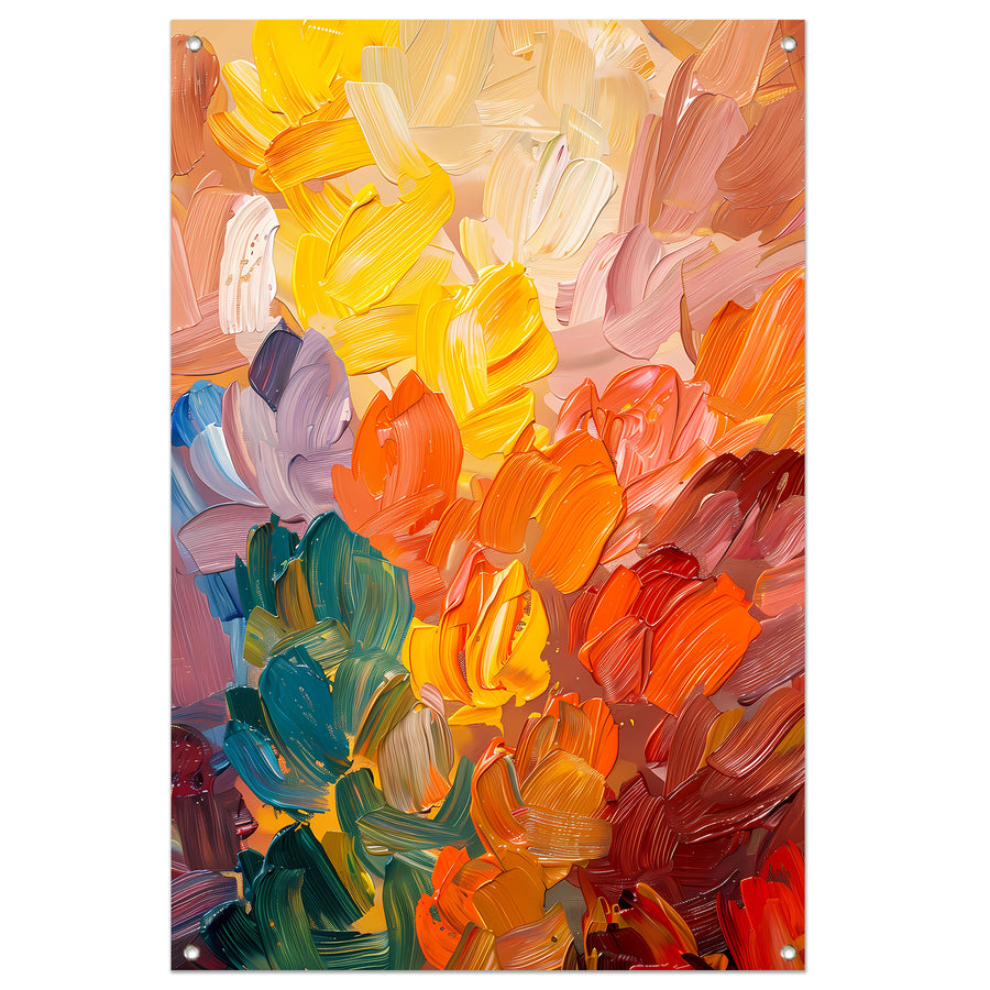 Abstract kleurrijk schilderij voor moderne interieurs tuinposter