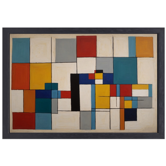 Geometric Harmony in Primary Colors canvas met baklijst