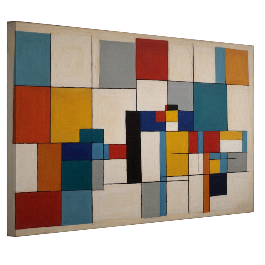 Geometric Harmony in Primary Colors canvas