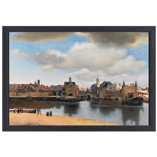 Gezicht op Delft - Johannes Vermeer canvas met baklijst