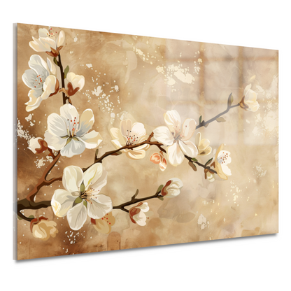 Sierlijke Bloesemtakken tegen Sepia Achtergrond acrylglas