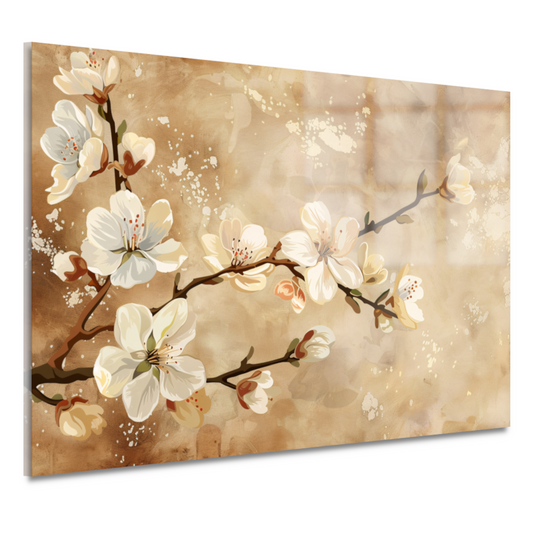 Sierlijke Bloesemtakken tegen Sepia Achtergrond acrylglas