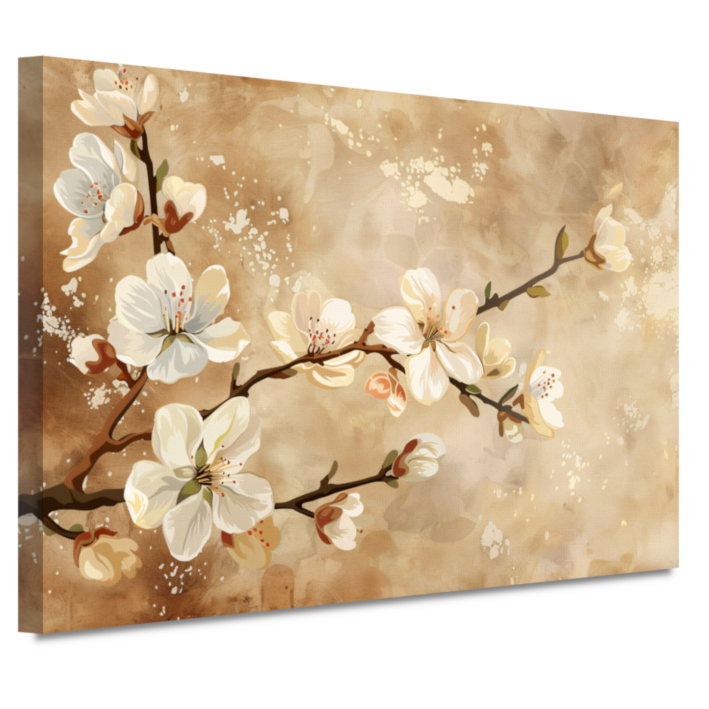 Sierlijke Bloesemtakken tegen Sepia Achtergrond canvas