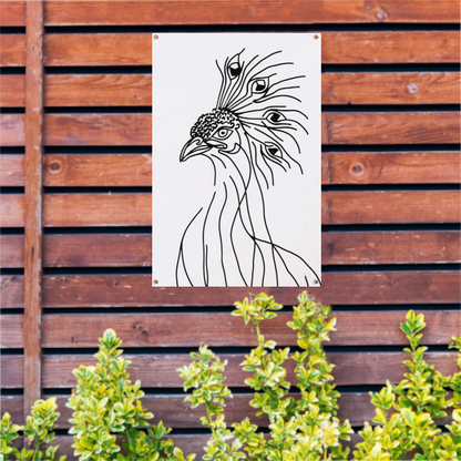 Abstracte Pauw Lijntekening in Zwart en Wit tuinposter