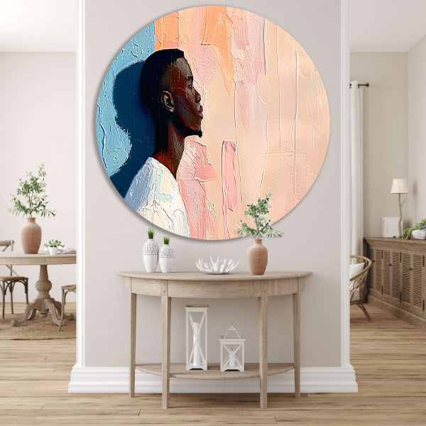 Abstract kleurrijk portret van een man forex muurcirkel