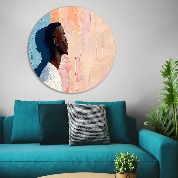 Abstract kleurrijk portret van een man forex muurcirkel