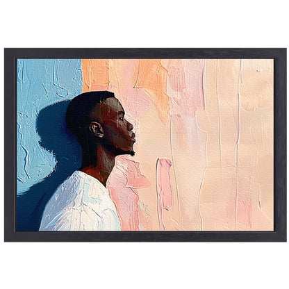 Abstract kleurrijk portret van een man canvas met baklijst
