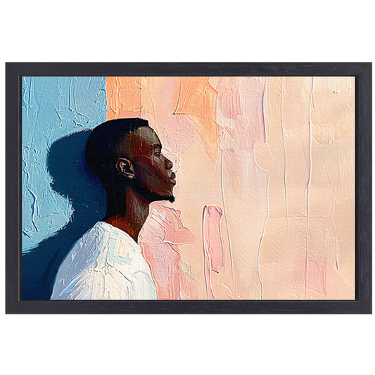 Abstract kleurrijk portret van een man canvas met baklijst