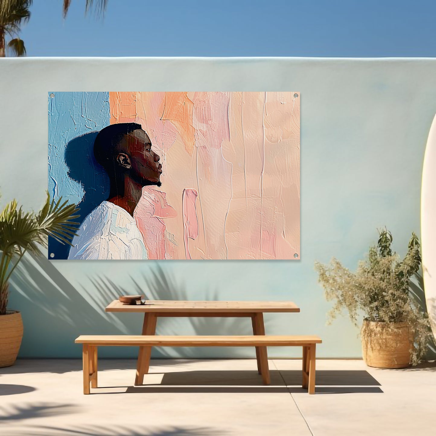 Abstract kleurrijk portret van een man tuinposter