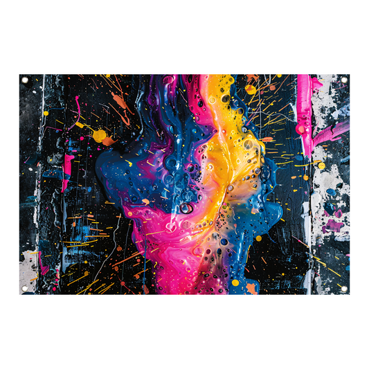 Kleurrijke abstracte kunst met spetters tuinposter