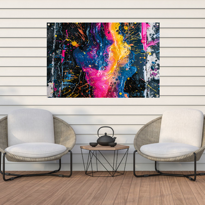 Kleurrijke abstracte kunst met spetters tuinposter