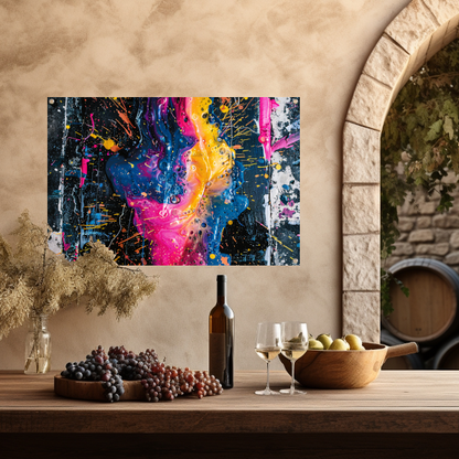 Kleurrijke abstracte kunst met spetters tuinposter